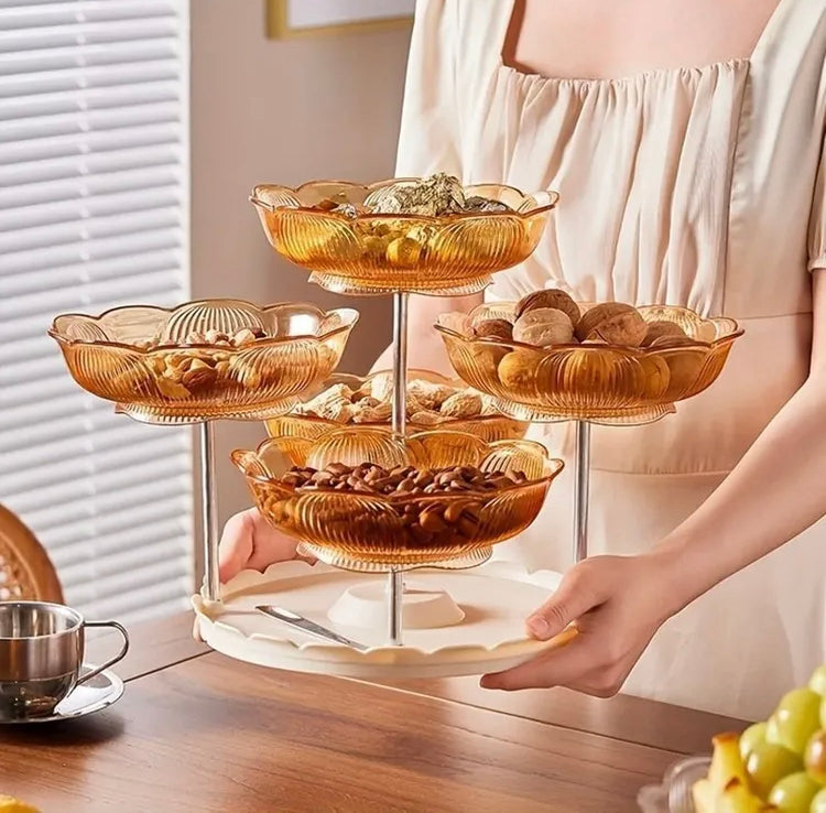Rotating Luxury Fruit Tray, Elegant Snack And Candy Serving Tray, 5 Plates Rotating Serving Stand Rotating Luxury Fruit Tray, Elegant Snack And Candy Serving Tray, 5 Plates Rotating Serving Stand